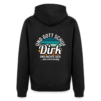Dominik - Unisex Premium Bio Zip Hoodie - Schwarz - Hinten - Nico (187cm)