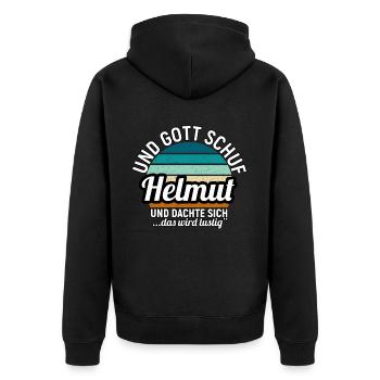 Helmut - Unisex Premium Bio Zip Hoodie - Schwarz - Hinten - Nico (187cm)