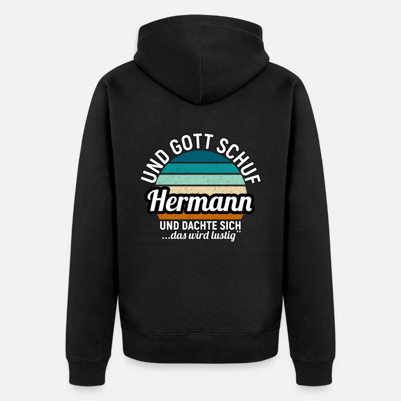 Hermann - Unisex Premium Bio Zip Hoodie - Schwarz