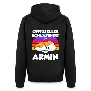 Offizielles Schlafshirt Von Armin - Unisex Premium Bio Zip Hoodie - Schwarz - Hinten - Nico (187cm)