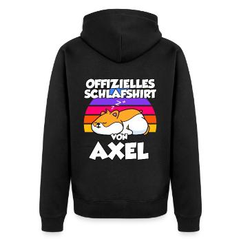 Offizielles Schlafshirt Von Axel - Unisex Premium Bio Zip Hoodie - Schwarz - Hinten - Nico (187cm)