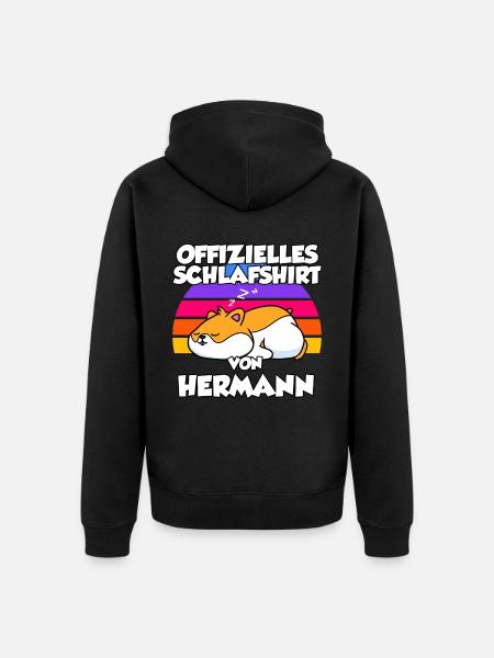 Offizielles Schlafshirt Von Hermann - Unisex Premium Bio Zip Hoodie - Schwarz