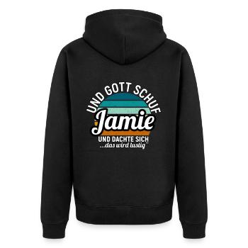 Jamie - Unisex Premium Bio Zip Hoodie - Schwarz - Hinten - Nico (187cm)