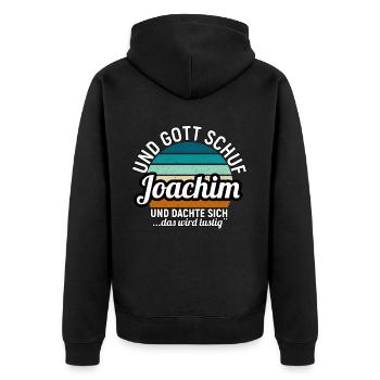 Joachim - Unisex Premium Bio Zip Hoodie - Schwarz - Hinten - Nico (187cm)