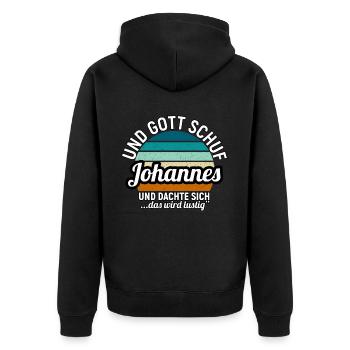 Johannes - Unisex Premium Bio Zip Hoodie - Schwarz - Hinten - Nico (187cm)