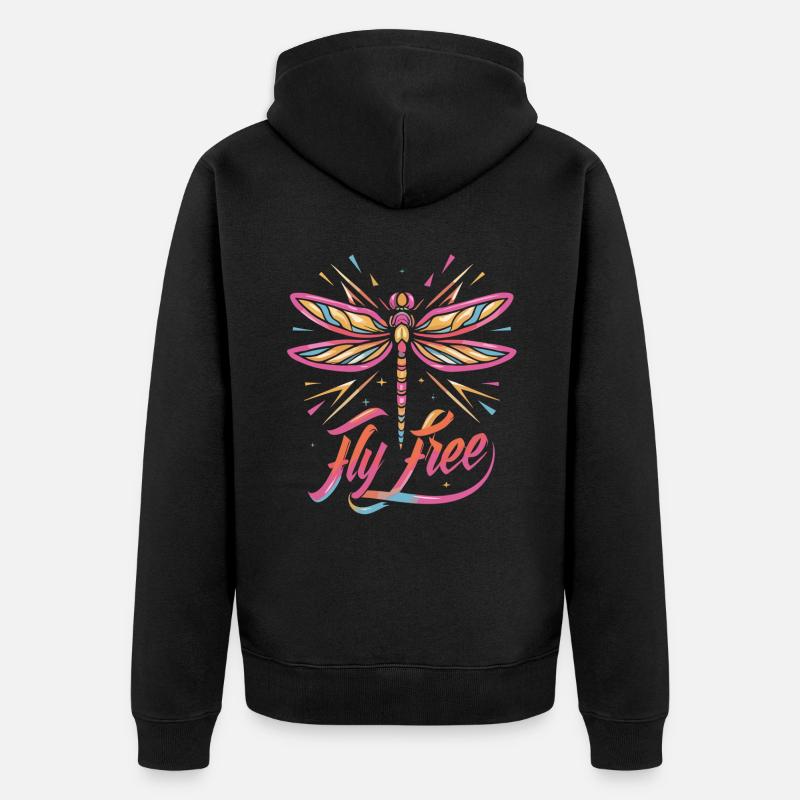 Voler librement - Libellule - Veste à capuche bio Premium Unisexe - noir
