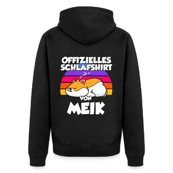 Offizielles Schlafshirt Von Meik - Unisex Premium Bio Zip Hoodie - Schwarz - Hinten - Nico (187cm)