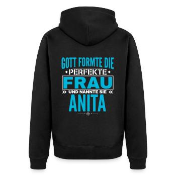 Anita Name Design - Unisex Premium Bio Zip Hoodie - Schwarz - Hinten - Nico (187cm)
