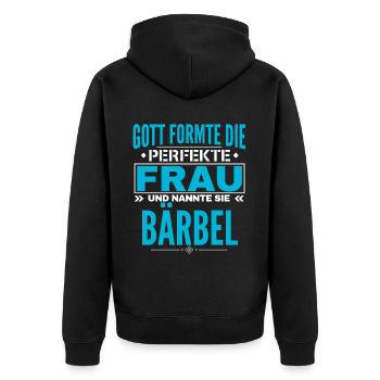 Bärbel Name Design - Unisex Premium Organic Zip Hoodie - black - Back - Nico (187cm)