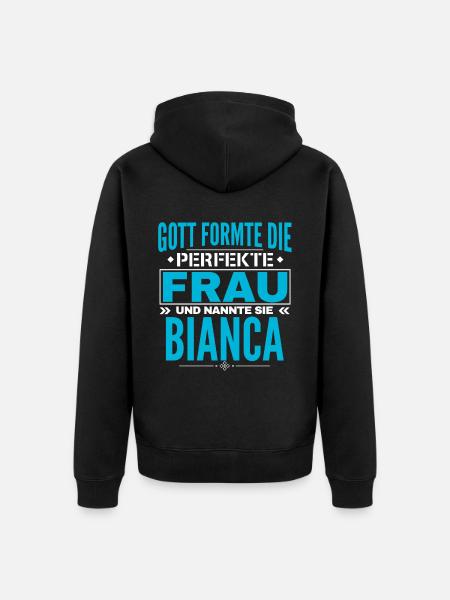 Conception du nom Bianca - Veste à capuche bio Premium Unisexe - noir