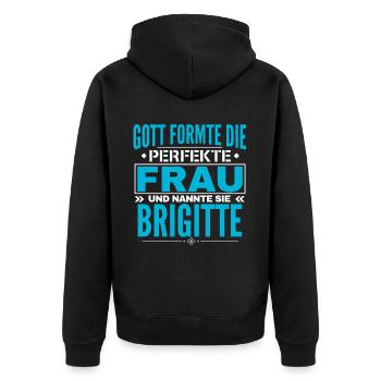 Brigitte Nom Design - Veste à capuche bio Premium Unisexe - noir - Dos - Nico (187cm)