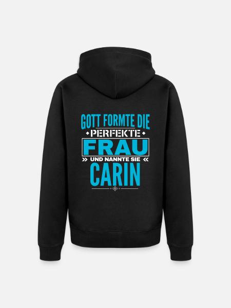 Carin Name Design - Unisex Premium Organic Zip Hoodie - black