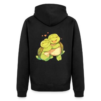 Turtles Love Hug Cuddle Heart Cute - Unisex Premium Organic Zip Hoodie - black - Back - Nico (187cm)