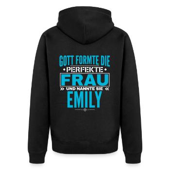 Emily Name Design - Unisex Premium Bio Zip Hoodie - Schwarz - Hinten - Nico (187cm)