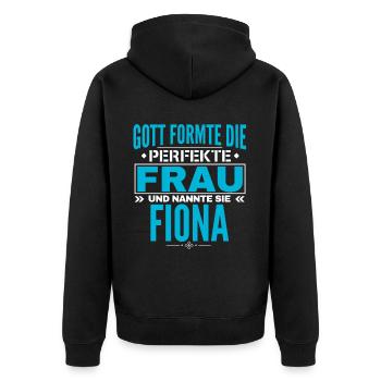 Conception du nom Fiona - Veste à capuche bio Premium Unisexe - noir - Dos - Nico (187cm)