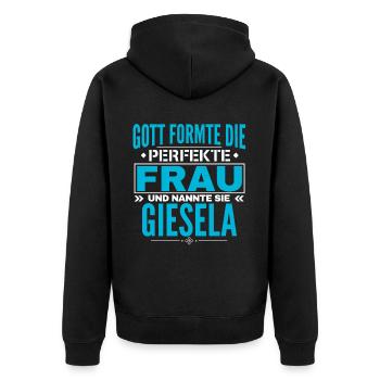 Giesela Name Design - Unisex Premium Organic Zip Hoodie - black - Back - Nico (187cm)