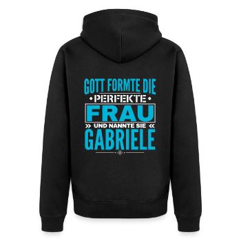 Gabriele Name Design - Unisex Premium Organic Zip Hoodie - black - Back - Nico (187cm)