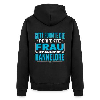 Hannelore Name Design - Unisex Premium Organic Zip Hoodie - black - Back - Nico (187cm)
