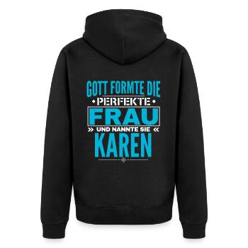 Karen Name Design - Unisex Premium Organic Zip Hoodie - black - Back - Nico (187cm)