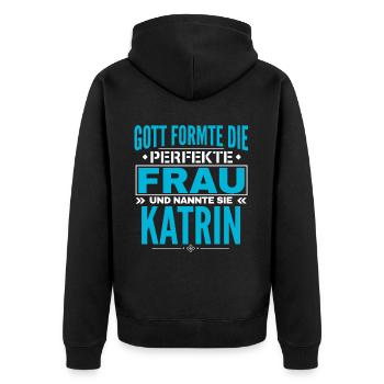 Conception du nom Katrin - Veste à capuche bio Premium Unisexe - noir - Dos - Nico (187cm)