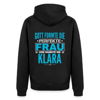 Klara Name Design - Unisex Premium Bio Zip Hoodie - Schwarz - Hinten - Nico (187cm)