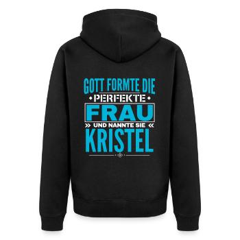 Kristel Name Design - Unisex Premium Organic Zip Hoodie - black - Back - Nico (187cm)