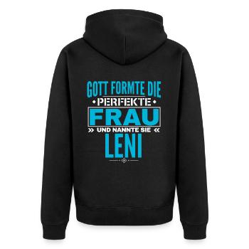 Leni Name Design - Unisex Premium Bio Zip Hoodie - Schwarz - Hinten - Nico (187cm)