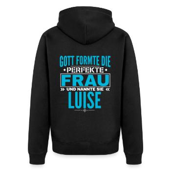 Luise Name Design - Unisex Premium Bio Zip Hoodie - Schwarz - Hinten - Nico (187cm)