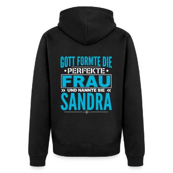 Sandra Name Design - Unisex Premium Organic Zip Hoodie - black - Back - Nico (187cm)