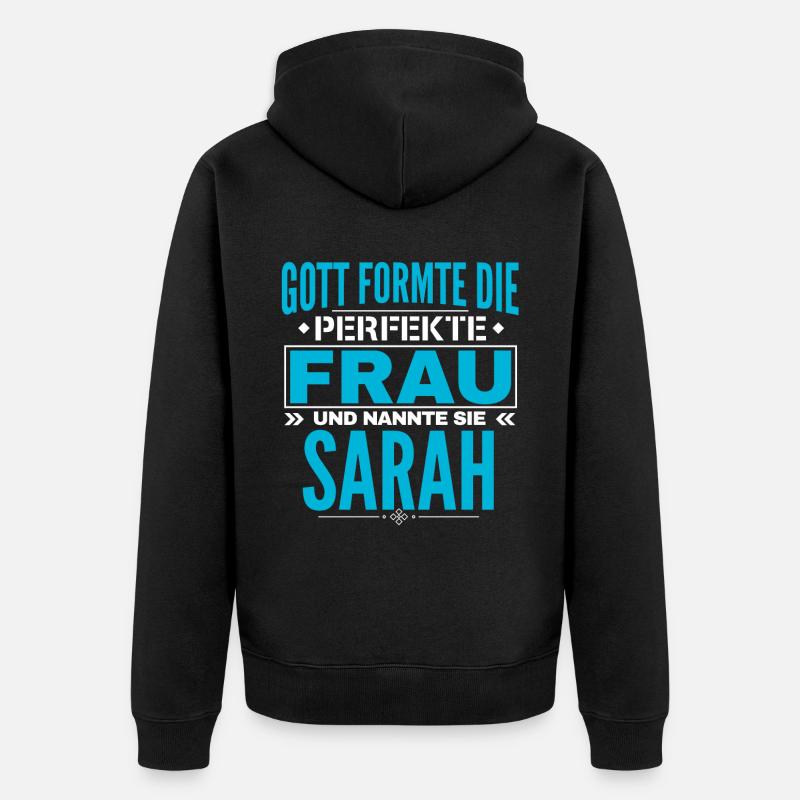 Conception du nom de Sarah - Veste à capuche bio Premium Unisexe - noir