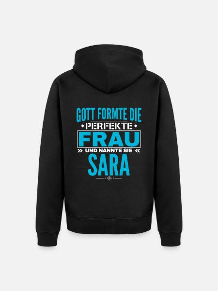 Sara Name Design - Unisex Premium Organic Zip Hoodie - black