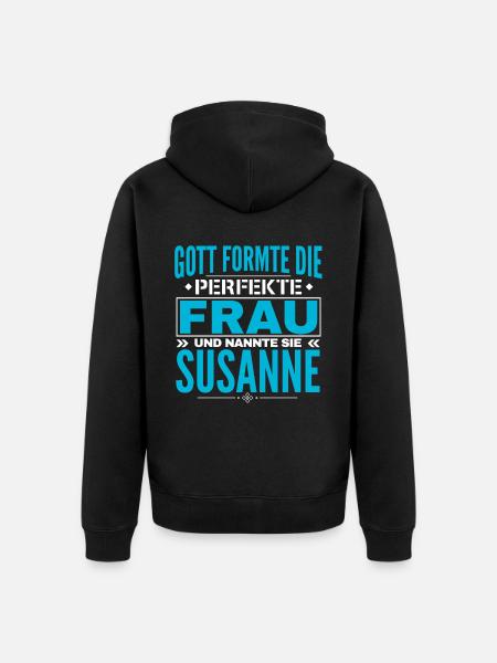 Susanne Name Design - Unisex Premium Organic Zip Hoodie - black