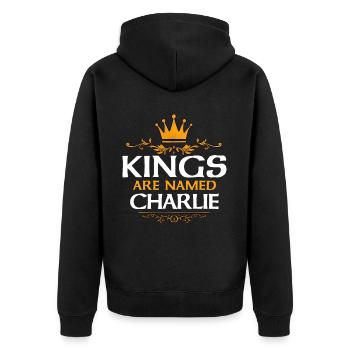 Charlie - Unisex Premium Bio Zip Hoodie - Schwarz - Hinten - Nico (187cm)