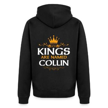 Collin - Unisex Premium Bio Zip Hoodie - Schwarz - Hinten - Nico (187cm)