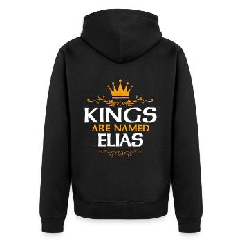 Elias - Unisex Premium Bio Zip Hoodie - Schwarz - Hinten - Nico (187cm)