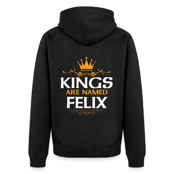 Felix - Unisex Premium Organic Zip Hoodie - black - Back - Nico (187cm)