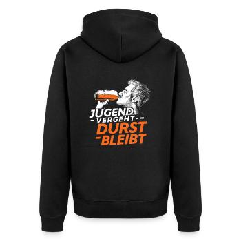 Jugend geht Durst bleibt - Vatertag Geschenk - Unisex Premium Bio Zip Hoodie - Schwarz - Hinten - Nico (187cm)