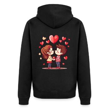 Amour Couple Coeurs Ballons Romantique - Veste à capuche bio Premium Unisexe - noir - Dos - Nico (187cm)