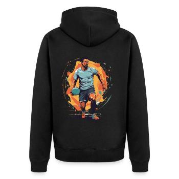 Handball Player Streetwear Iconic Style Design - Unisex Premium Organic Zip Hoodie - black - Back - Nico (187cm)