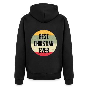 Best Christian Ever - Unisex Premium Bio Zip Hoodie - Schwarz - Hinten - Nico (187cm)