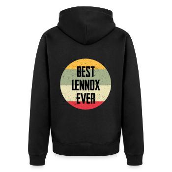 Best Lennox Ever - Unisex Premium Bio Zip Hoodie - Schwarz - Hinten - Nico (187cm)
