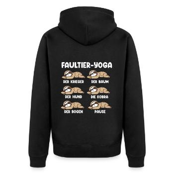 Faultier Yoga - Unisex Premium Bio Zip Hoodie - Schwarz - Hinten - Nico (187cm)