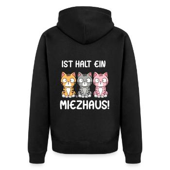 Ist Halt Ein Miezhaus - Unisex Premium Bio Zip Hoodie - Schwarz - Hinten - Nico (187cm)