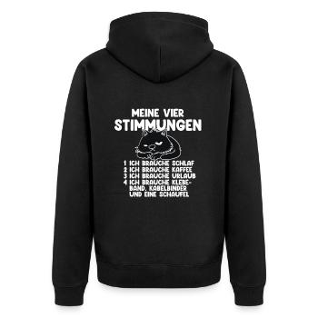 Mon chat aux quatre humeurs - Veste à capuche bio Premium Unisexe - noir - Dos - Nico (187cm)