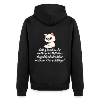 Katze Diva Befehle - Unisex Premium Bio Zip Hoodie - Schwarz - Hinten - Nico (187cm)