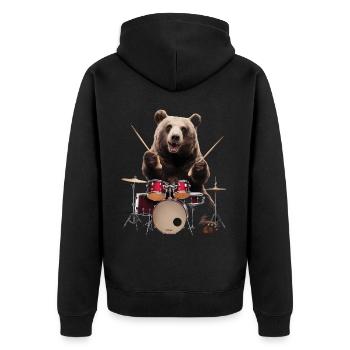 Bär Schlagzeug - Unisex Premium Bio Zip Hoodie - Schwarz - Hinten - Nico (187cm)