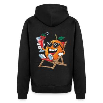 Orange - Unisex Premium Bio Zip Hoodie - Schwarz - Hinten - Nico (187cm)
