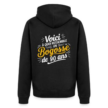 BOGOSSE DE 90 - Veste à capuche bio Premium Unisexe - noir - Dos - Nico (187cm)