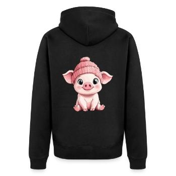 Cochon mignon mignon bébé enfants dessin animé animal - Veste à capuche bio Premium Unisexe - noir - Dos - Nico (187cm)