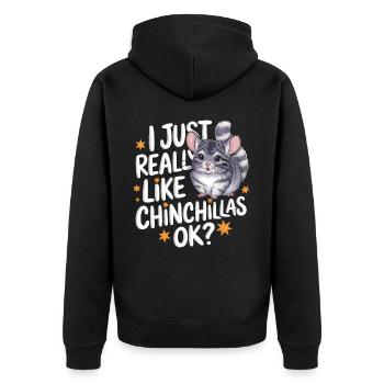 Chinchilla Chinchillas Maus - Unisex Premium Bio Zip Hoodie - Schwarz - Hinten - Nico (187cm)